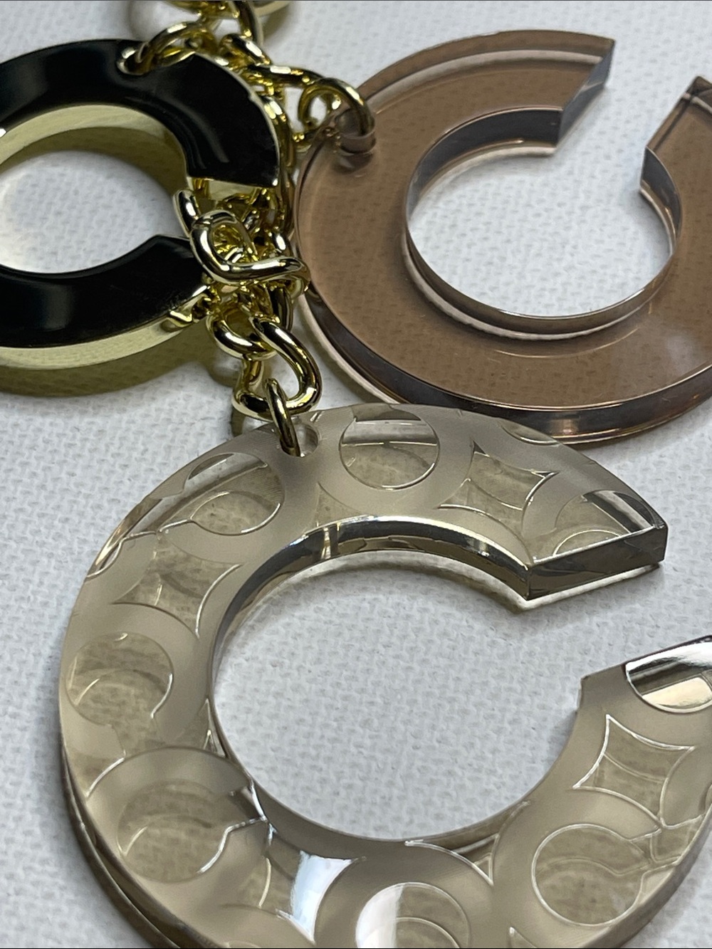 Coach Multi-Tone 'C' Charm Keychain with Gold Hardware - Picture 2 of 5